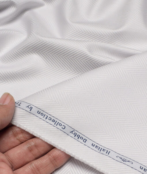 Tresca by Arvind  Cotton Striped Shirting Fabric (Light Grey)