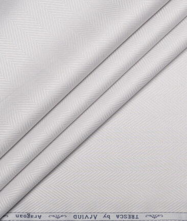 Tresca by Arvind  Cotton Striped Shirting Fabric (Light Grey)