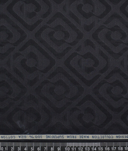 Tresca by Arvind  Giza Cotton Self Design Shirting Fabric (Black & Grey)