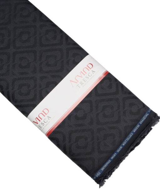 Tresca by Arvind  Giza Cotton Self Design Shirting Fabric (Black & Grey)