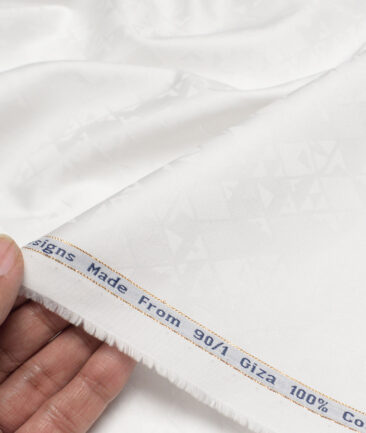 Tresca by Arvind 1 Ply 90's Giza Cotton Self Design Shirting Fabric (White)