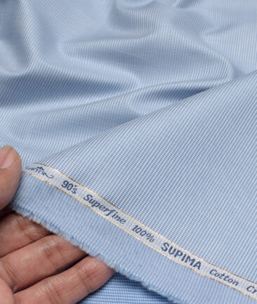 Primante by Arvind 1 Ply 90's Supima Cotton Structured Shirting Fabric (Blue)