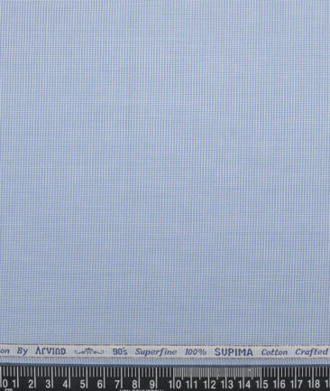 Primante by Arvind 1 Ply 90's Supima Cotton Structured Shirting Fabric (Blue)
