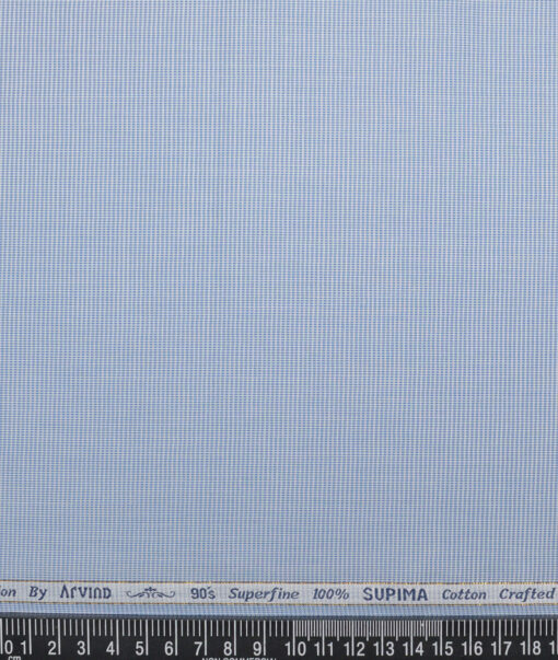 Primante by Arvind 1 Ply 90's Supima Cotton Structured Shirting Fabric (Blue)
