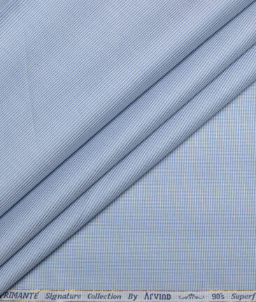 Primante by Arvind 1 Ply 90's Supima Cotton Structured Shirting Fabric (Blue)