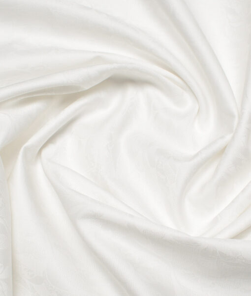 Primante by Arvind 1 Ply 90's Giza Cotton Self Design Shirting Fabric (White)
