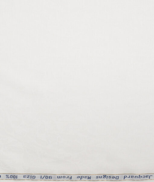 Primante by Arvind 1 Ply 90's Giza Cotton Self Design Shirting Fabric (White)