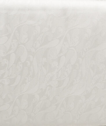 Primante by Arvind 1 Ply 90's Giza Cotton Self Design Shirting Fabric (White)