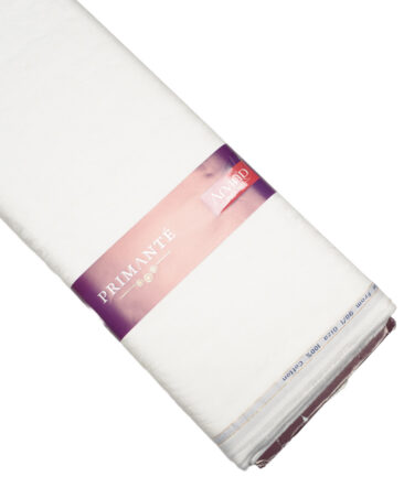 Primante by Arvind 1 Ply 90's Giza Cotton Self Design Shirting Fabric (White)