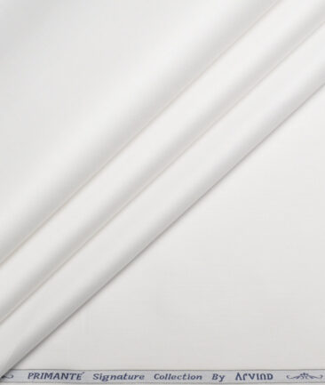 Primante by Arvind 2 Ply 200's Supima Cotton Solids Shirting Fabric (White)