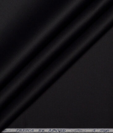 Tresca by Arvind  Cotton Solids Stretchable Shirting Fabric (Jet Black)