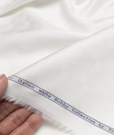 Tresca by Arvind  Cotton Self Design Shirting Fabric (White)