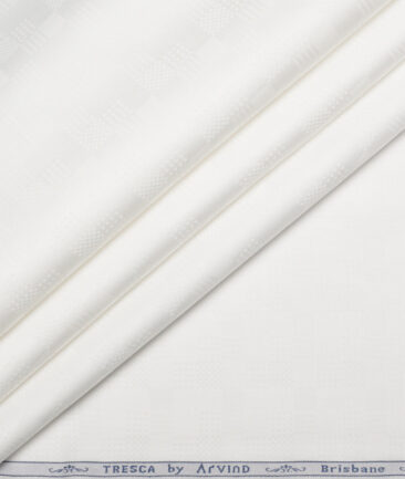 Tresca by Arvind  Cotton Self Design Shirting Fabric (White)