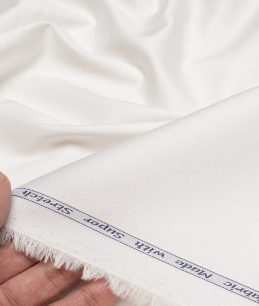 Tresca by Arvind  Cotton Solids Stretchable Shirting Fabric (White)