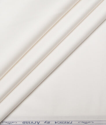 Tresca by Arvind  Cotton Solids Stretchable Shirting Fabric (White)