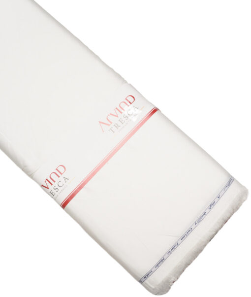 Tresca by Arvind  Cotton Solids Stretchable Shirting Fabric (White)