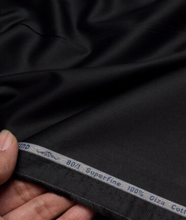 Tresca by Arvind 1 Ply 80's Giza Cotton Solids Shirting Fabric (Jet Black)