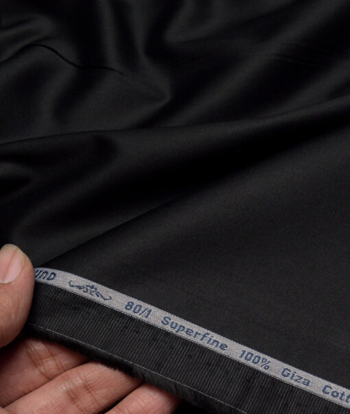 Tresca by Arvind 1 Ply 80's Giza Cotton Solids Shirting Fabric (Jet Black)
