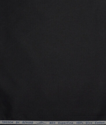 Tresca by Arvind 1 Ply 80's Giza Cotton Solids Shirting Fabric (Jet Black)