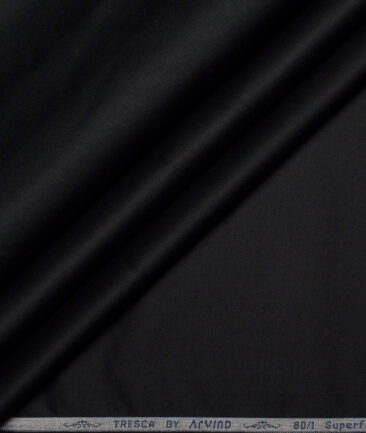 Tresca by Arvind 1 Ply 80's Giza Cotton Solids Shirting Fabric (Jet Black)