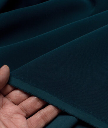 Absoluto  Solids Terry Rayon Unstitched Flowy Japanese 4 Way Stretchable Lachka Suiting Fabric (Deep Teal Green)