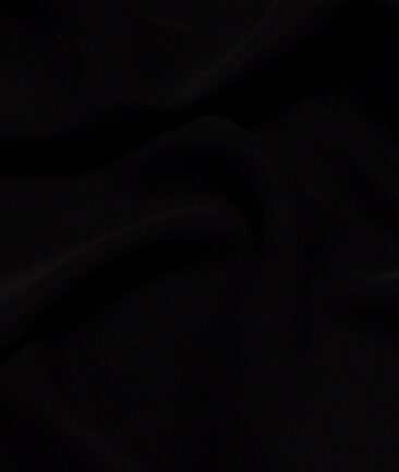 Absoluto  Solids Terry Rayon Unstitched Flowy Japanese 4 Way Stretchable Lachka Suiting Fabric (Jet Black)
