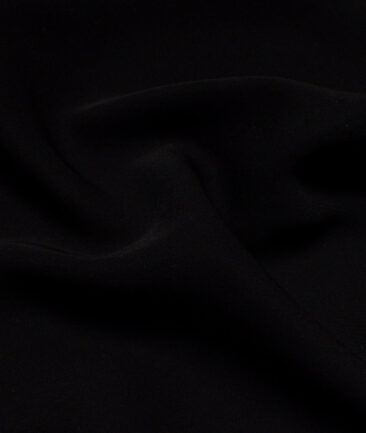 Ethina  Solids Terry Rayon Unstitched Flowy Japanese 4 Way Stretchable Lachka Suiting Fabric (Jet Black)
