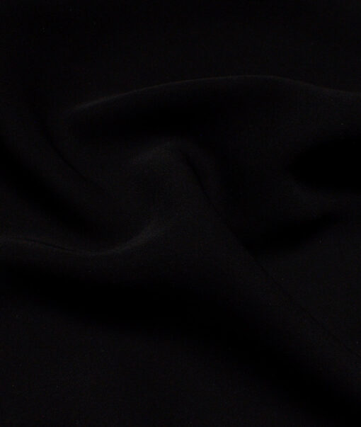 Ethina  Solids Terry Rayon Unstitched Flowy Japanese 4 Way Stretchable Lachka Suiting Fabric (Jet Black)
