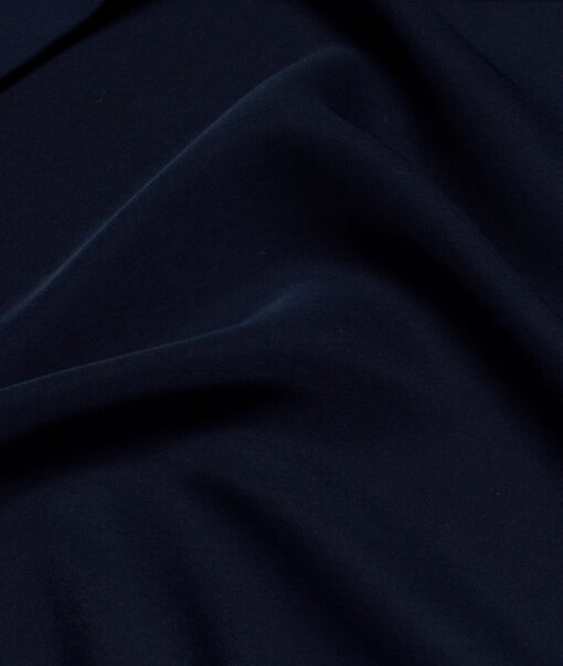 Ethina  Solids Terry Rayon Unstitched Flowy Japanese 4 Way Stretchable Lachka Suiting Fabric (Dark Navy Blue)