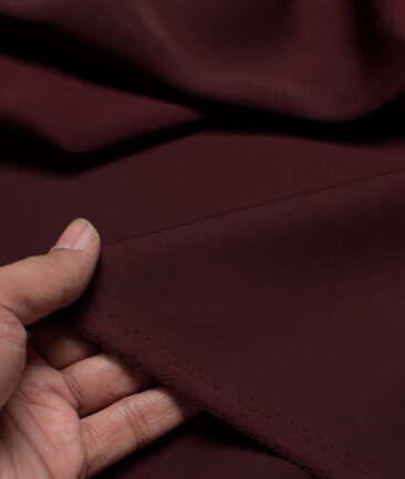 Italian Channel  Solids Terry Rayon Unstitched Flowy Japanese 4 Way Stretchable Lachka Suiting Fabric (Dark Wine)