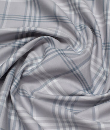 Luthai  Giza Cotton Checks Shirting Fabric (Light Grey)