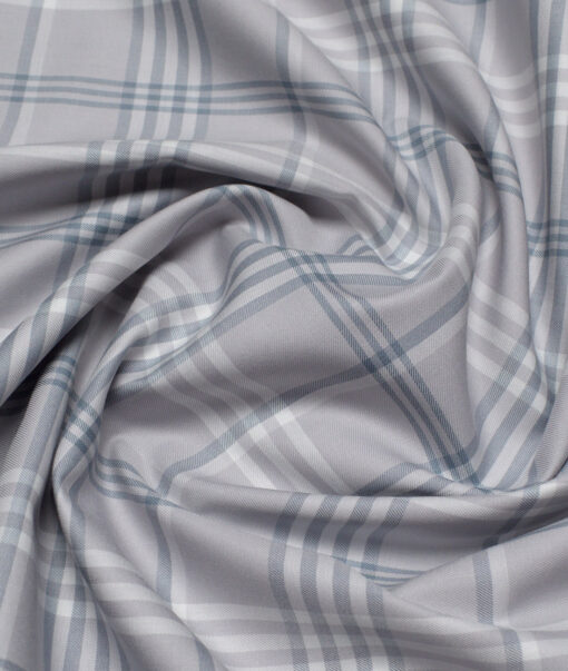 Luthai  Giza Cotton Checks Shirting Fabric (Light Grey)