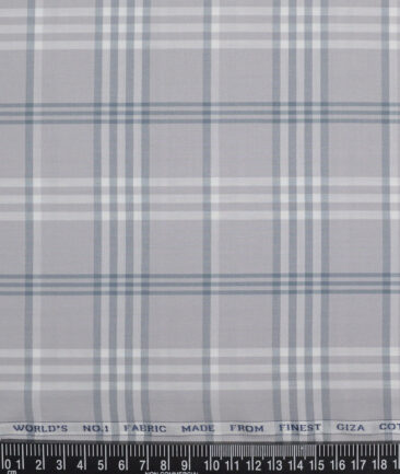 Luthai  Giza Cotton Checks Shirting Fabric (Light Grey)