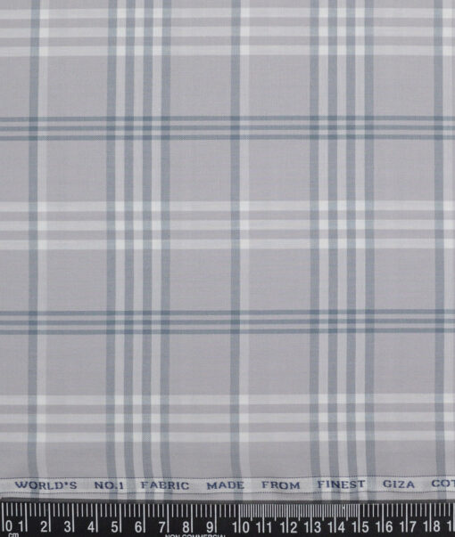 Luthai  Giza Cotton Checks Shirting Fabric (Light Grey)