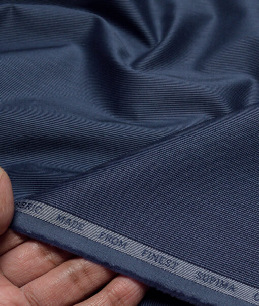 Luthai 1 Ply 70's Supima Cotton Striped Shirting Fabric (Dark Blue)