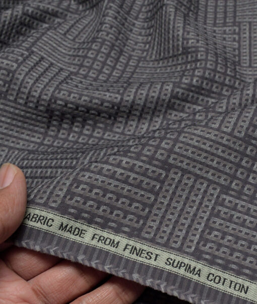 Luthai  Supima Cotton Self Design Shirting Fabric (Charcoal Grey)