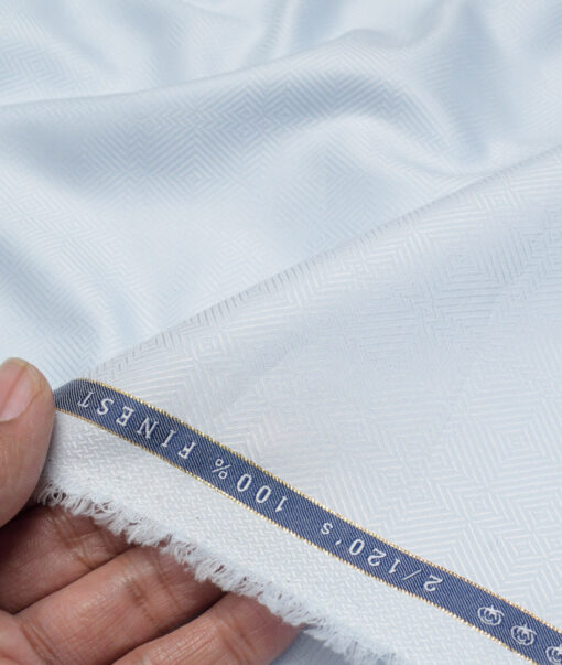 Vercelli Italy 2 Ply 120's Supima Cotton Self Design Shirting Fabric (Sky Blue)