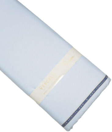 Vercelli Italy 2 Ply 120's Supima Cotton Self Design Shirting Fabric (Sky Blue)