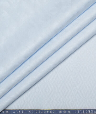 Vercelli Italy 2 Ply 120's Supima Cotton Self Design Shirting Fabric (Sky Blue)