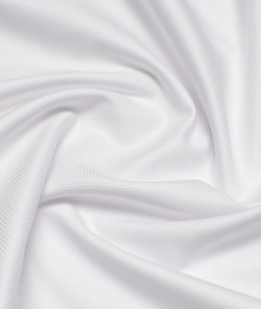 Vercelli Italy 2 Ply 120's Supima Cotton Self Design Shirting Fabric (White)