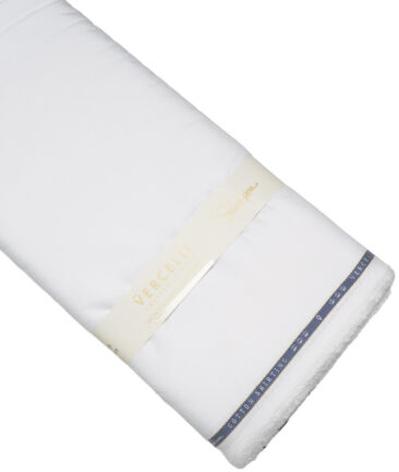 Vercelli Italy 2 Ply 120's Supima Cotton Self Design Shirting Fabric (White)