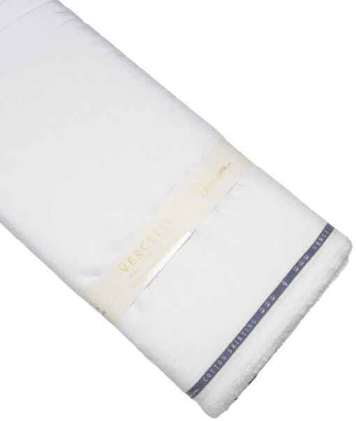 Vercelli Italy 2 Ply 120's Supima Cotton Self Design Shirting Fabric (White)
