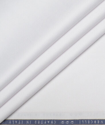 Vercelli Italy 2 Ply 120's Supima Cotton Self Design Shirting Fabric (White)