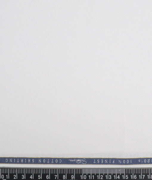 Vercelli Italy 2 Ply 120's Supima Cotton Self Design Shirting Fabric (White)