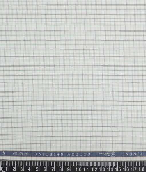 Vercelli Italy 2 Ply 120's Supima Cotton Checks Shirting Fabric (White & Green)