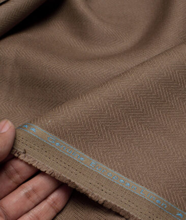 Linen Club 40 LEA Striped 100% Linen Suiting Fabric (Brown)