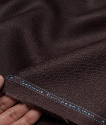 Linen Club 40 LEA Striped 100% Linen Suiting Fabric (Dark Wine)