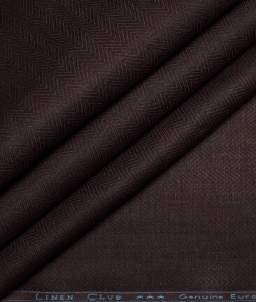 Linen Club 40 LEA Striped 100% Linen Suiting Fabric (Dark Wine)