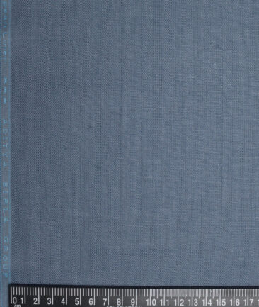 Linen Club 40 LEA Striped 100% Linen Suiting Fabric (Slate Blue)