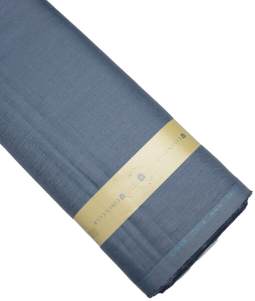 Linen Club 40 LEA Striped 100% Linen Suiting Fabric (Slate Blue)